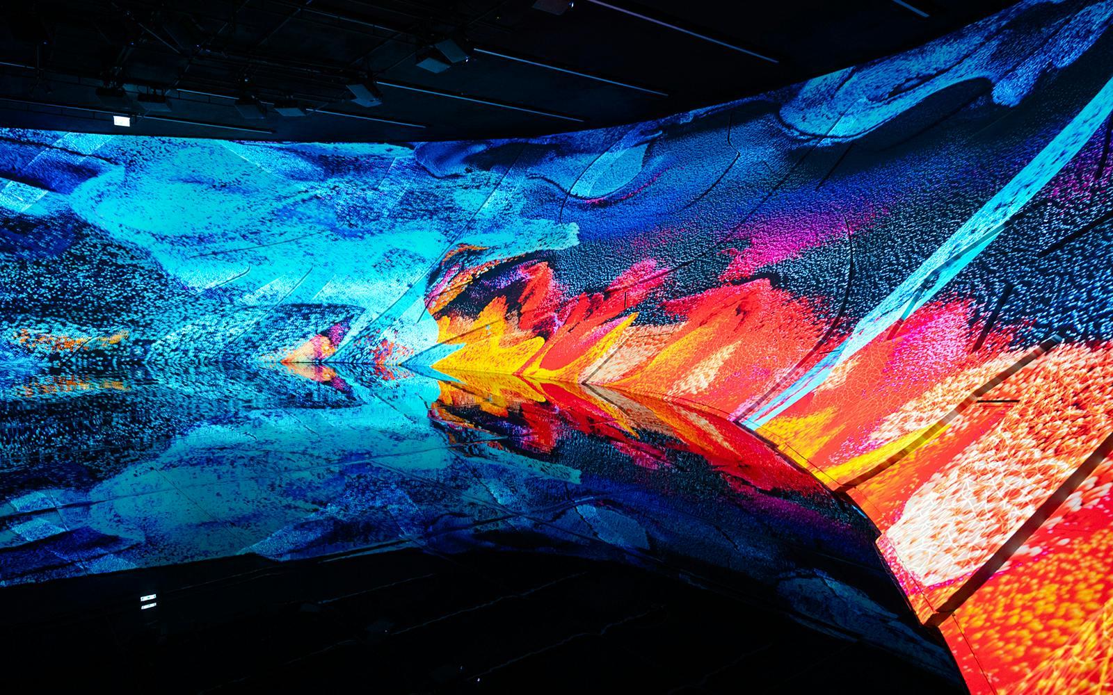 Digital art installation with vibrant colors at Museum of the Future, Dubai. Digital art installation with vibrant colors at Museum of the Future, Dubai.